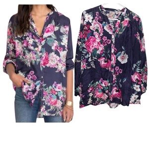 Johnny Was Blair Silk Floral Button-Down Shirt